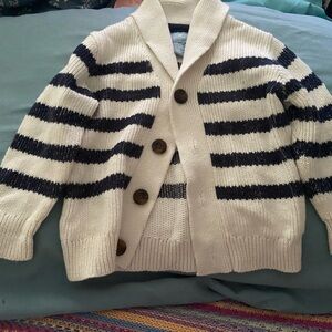 GAP Navy and Cream Striped Cardigan